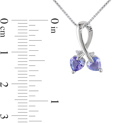 5.0mm Heart-Shaped Tanzanite and Diamond Accent Loop Pendant in Sterling Silver