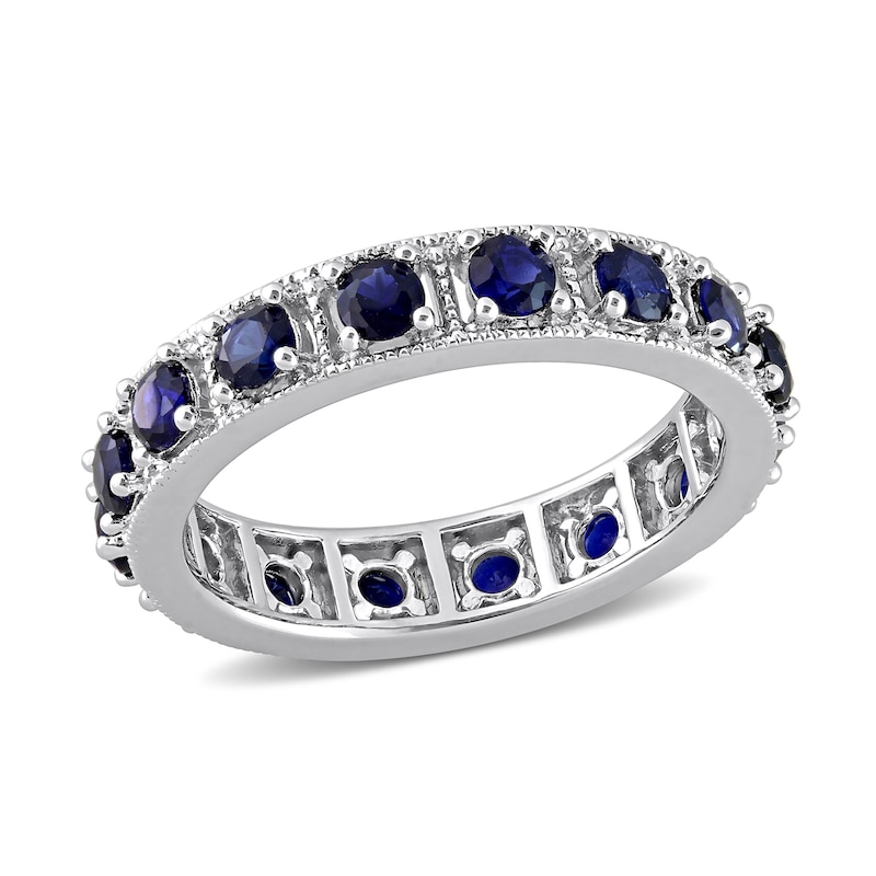 Blue Lab-Created Sapphire Vintage-Style Eternity Band in Sterling Silver|Peoples Jewellers
