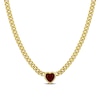 Thumbnail Image 1 of 8.0mm Heart-Shaped Lab-Created Ruby Solitaire Curb Chain Necklace in Sterling Silver with Yellow Rhodium