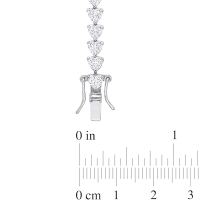 4.0mm Heart-Shaped White Lab-Created Sapphire Tennis Bracelet in Sterling Silver - 7.5"