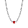 Thumbnail Image 0 of 7.0mm Lab-Created Ruby Solitaire Curb Chain Necklace in Sterling Silver - 17.5"