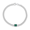 Thumbnail Image 0 of Octagonal Lab-Created Emerald Solitaire Curb Chain Bracelet in Sterling Silver - 7.5"