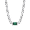 Thumbnail Image 0 of Octagonal Lab-Created Emerald Solitaire Curb Chain Necklace in Sterling Silver