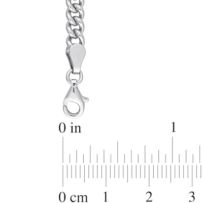 7.0mm White Lab-Created Sapphire Solitaire Curb Chain Necklace in Sterling Silver - 17.5"