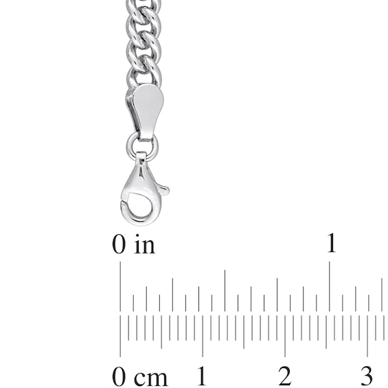 7.0mm White Lab-Created Sapphire Solitaire Curb Chain Necklace in Sterling Silver - 17.5"