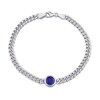 Thumbnail Image 1 of 7.0mm Blue Lab-Created Sapphire Solitaire Curb Chain Bracelet in Sterling Silver - 7.5&quot;