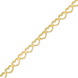 3.14mm Heart Link Chain Anklet in Hollow 10K Gold – 9"