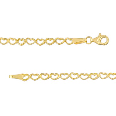 3.14mm Heart Link Chain Anklet in Hollow 10K Gold – 9"