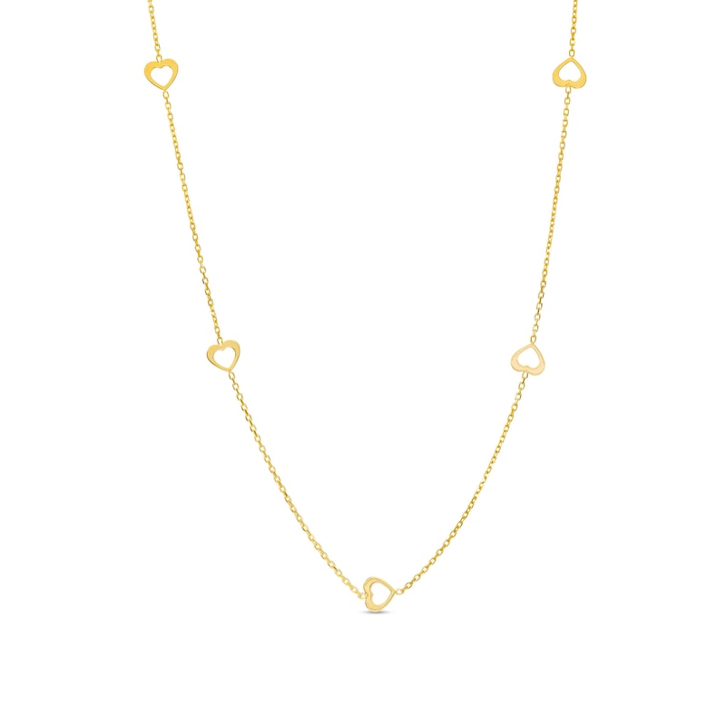 Heart Outline Station Necklace in 10K Gold|Peoples Jewellers