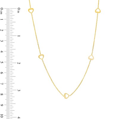 Heart Outline Station Necklace in 10K Gold