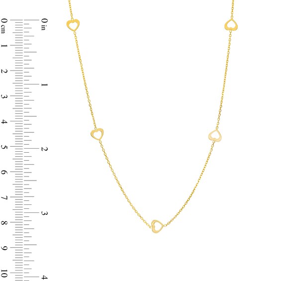 Heart Outline Station Necklace in 10K Gold