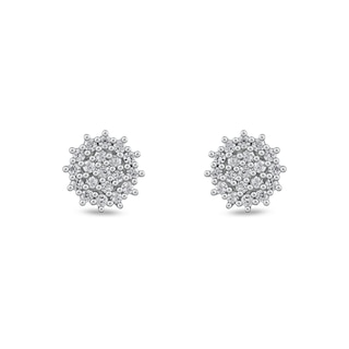 0.13 CT. T.W. Diamond Flower Stud Earrings in 10K White Gold