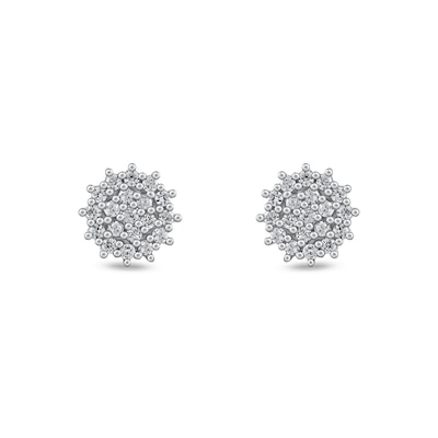 0.13 CT. T.W. Diamond Flower Stud Earrings in 10K White Gold