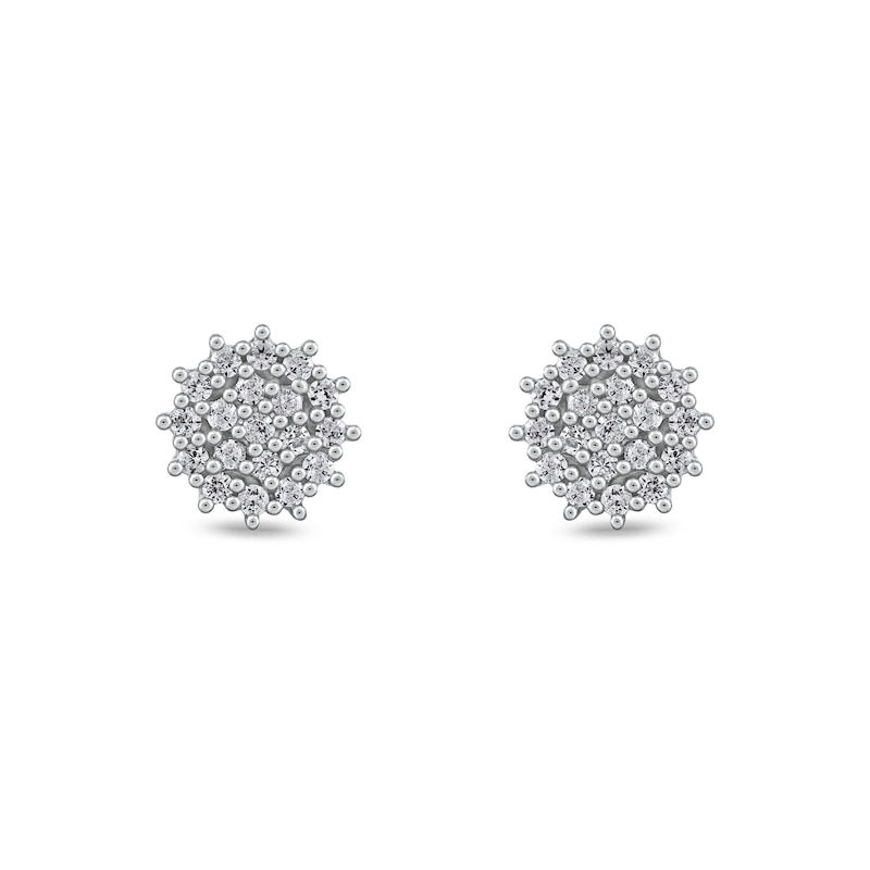 0.13 CT. T.W. Diamond Flower Stud Earrings in 10K White Gold|Peoples Jewellers