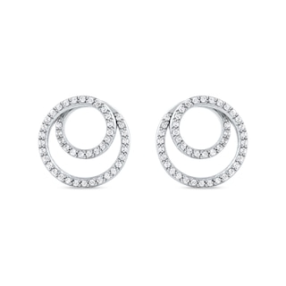 0.25 CT. T.W. Diamond Swirl Double Circle Stud Earrings in 10K Gold