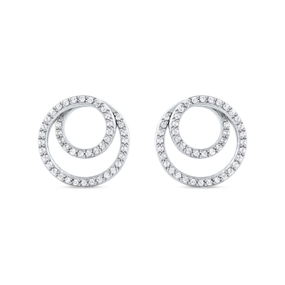 0.25 CT. T.W. Diamond Swirl Double Circle Stud Earrings in 10K Gold