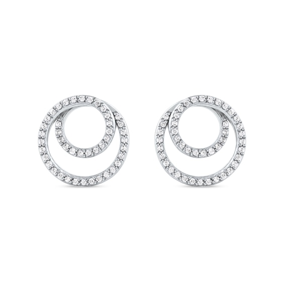 0.25 CT. T.W. Diamond Swirl Double Circle Stud Earrings in 10K Gold