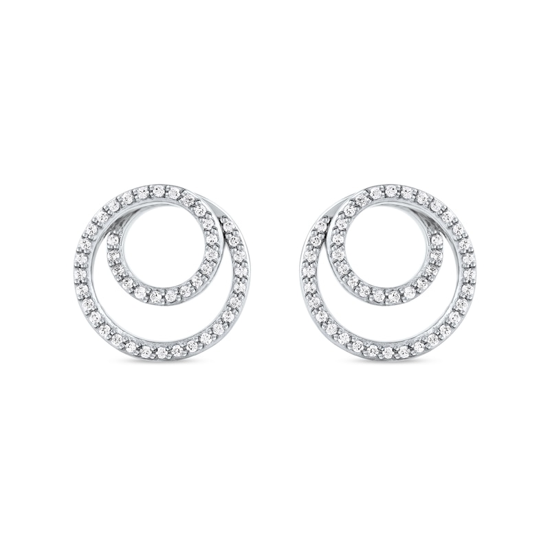 0.25 CT. T.W. Diamond Swirl Double Circle Stud Earrings in 10K Gold|Peoples Jewellers