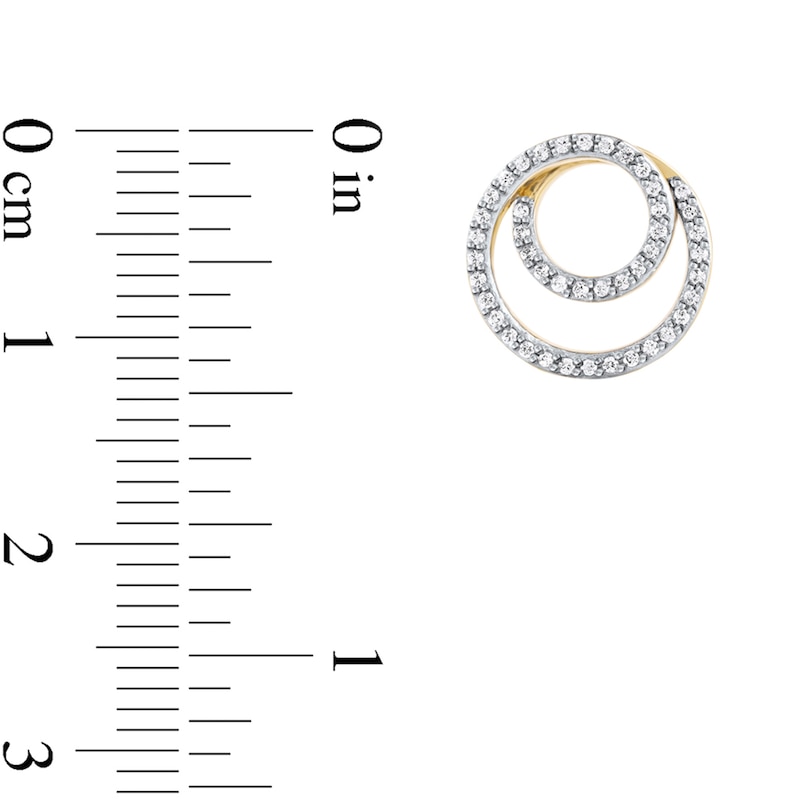 Main Image 3 of 0.25 CT. T.W. Diamond Swirl Double Circle Stud Earrings in 10K Gold