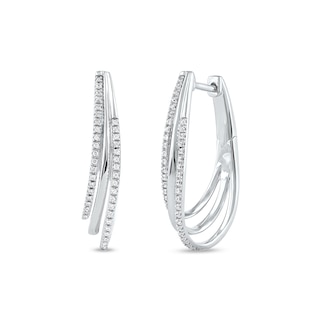 0.25 CT. T.W. Diamond Triple Layer Oval Hoop Earrings in 10K Gold