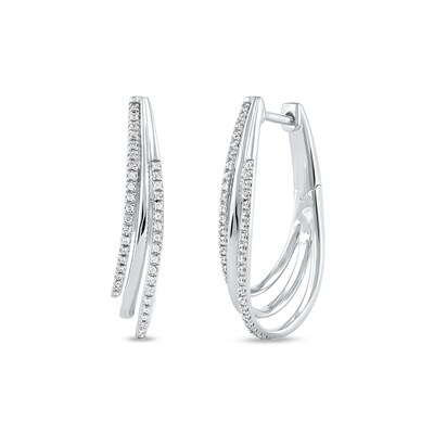 0.25 CT. T.W. Diamond Triple Layer Oval Hoop Earrings in 10K Gold