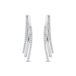 0.25 CT. T.W. Diamond Triple Layer Oval Hoop Earrings in 10K Gold