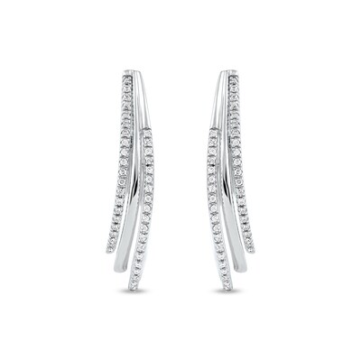 0.25 CT. T.W. Diamond Triple Layer Oval Hoop Earrings in 10K Gold