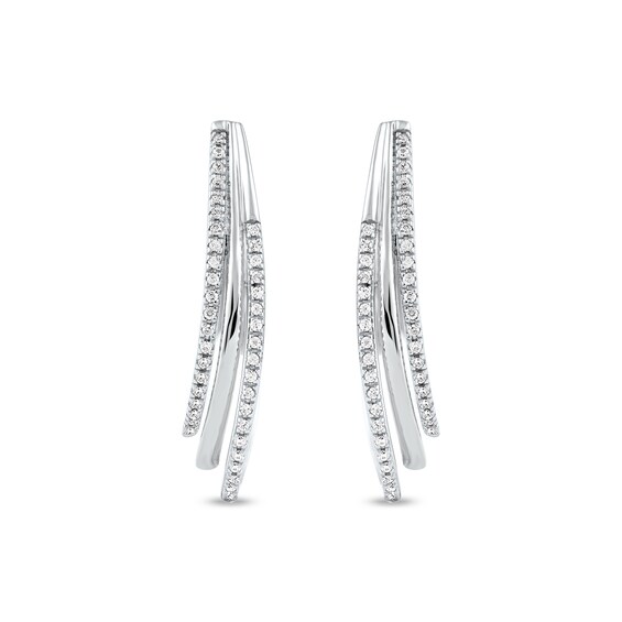 0.25 CT. T.W. Diamond Triple Layer Oval Hoop Earrings in 10K Gold