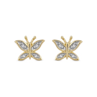 Diamond Accent Butterfly Stud Earrings in 10K Gold