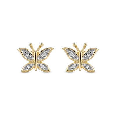 Diamond Accent Butterfly Stud Earrings in 10K Gold