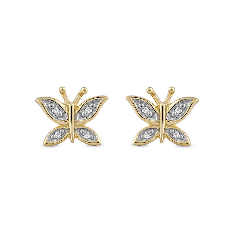 Diamond Accent Butterfly Stud Earrings in 10K Gold|Peoples Jewellers
