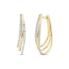 Thumbnail Image 1 of 0.25 CT. T.W. Diamond Triple Layer Oval Hoop Earrings in 10K Gold