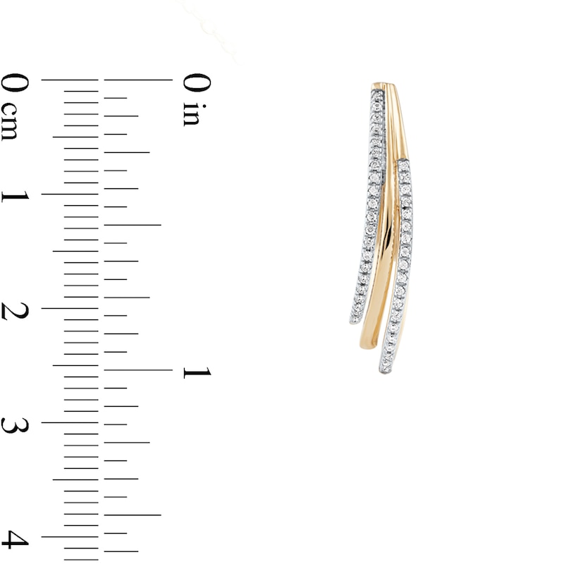 Main Image 3 of 0.25 CT. T.W. Diamond Triple Layer Oval Hoop Earrings in 10K Gold