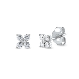 0.25 CT. T.W. Diamond Four-Point Flower Stud Earrings in 10K White Gold