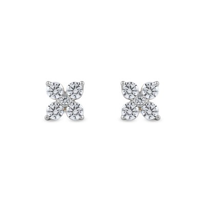 0.25 CT. T.W. Diamond Four-Point Flower Stud Earrings in 10K White Gold