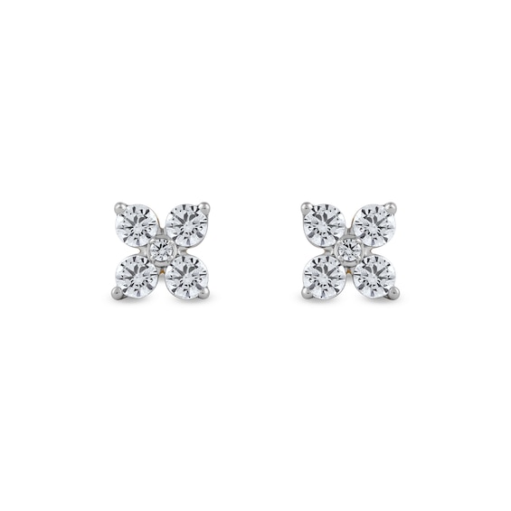 0.25 CT. T.W. Diamond Four-Point Flower Stud Earrings in 10K White Gold