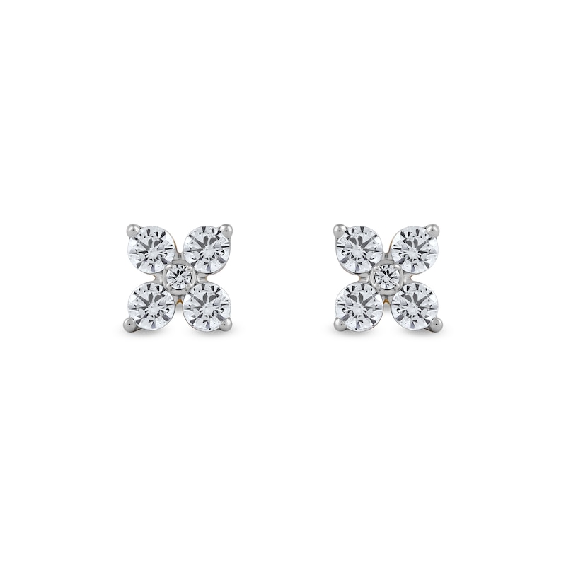 0.25 CT. T.W. Diamond Four-Point Flower Stud Earrings in 10K White Gold|Peoples Jewellers