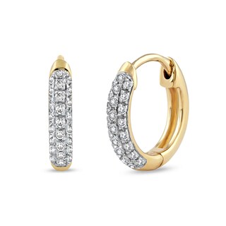 0.15 CT. T.W. Diamond Triple Row Hoop Earrings in 10K Gold