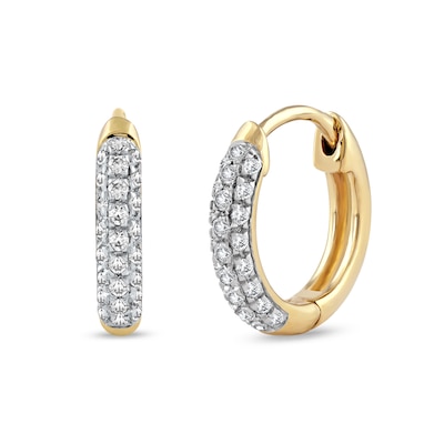 0.15 CT. T.W. Diamond Triple Row Hoop Earrings in 10K Gold