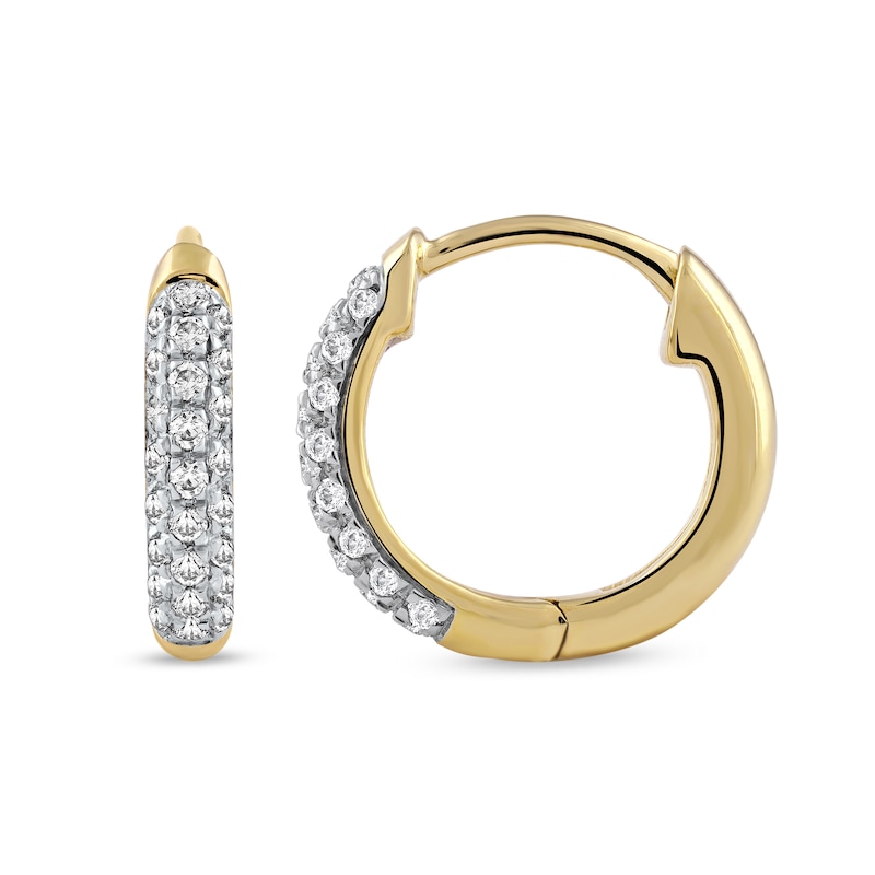 0.15 CT. T.W. Diamond Triple Row Hoop Earrings in 10K Gold