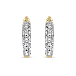 0.15 CT. T.W. Diamond Triple Row Hoop Earrings in 10K Gold