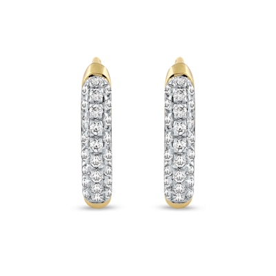 0.15 CT. T.W. Diamond Triple Row Hoop Earrings in 10K Gold