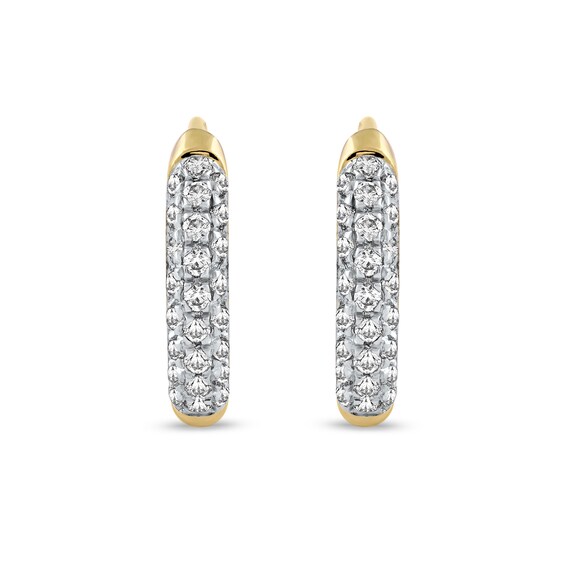 0.15 CT. T.W. Diamond Triple Row Hoop Earrings in 10K Gold