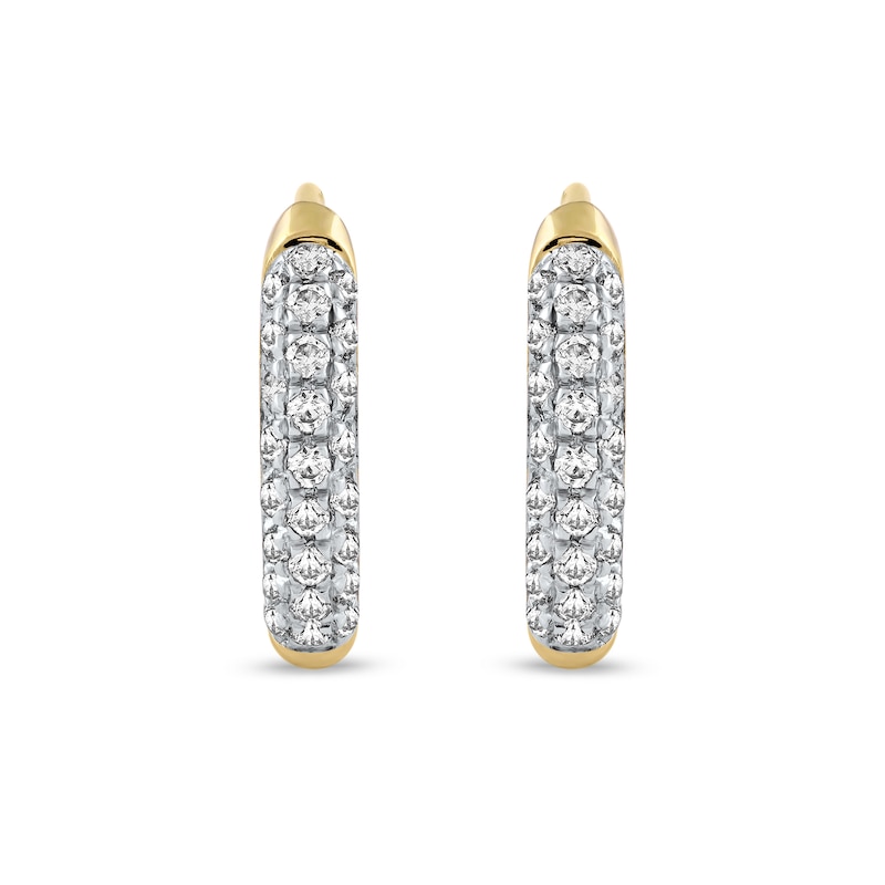 0.15 CT. T.W. Diamond Triple Row Hoop Earrings in 10K Gold|Peoples Jewellers