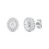 Thumbnail Image 0 of 0.75 CT. T.W. Diamond Oval-Shaped Scallop Frame Stud Earrings in 10K White Gold