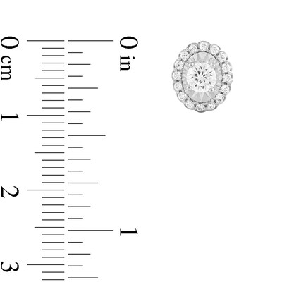 0.75 CT. T.W. Diamond Oval-Shaped Scallop Frame Stud Earrings in 10K White Gold
