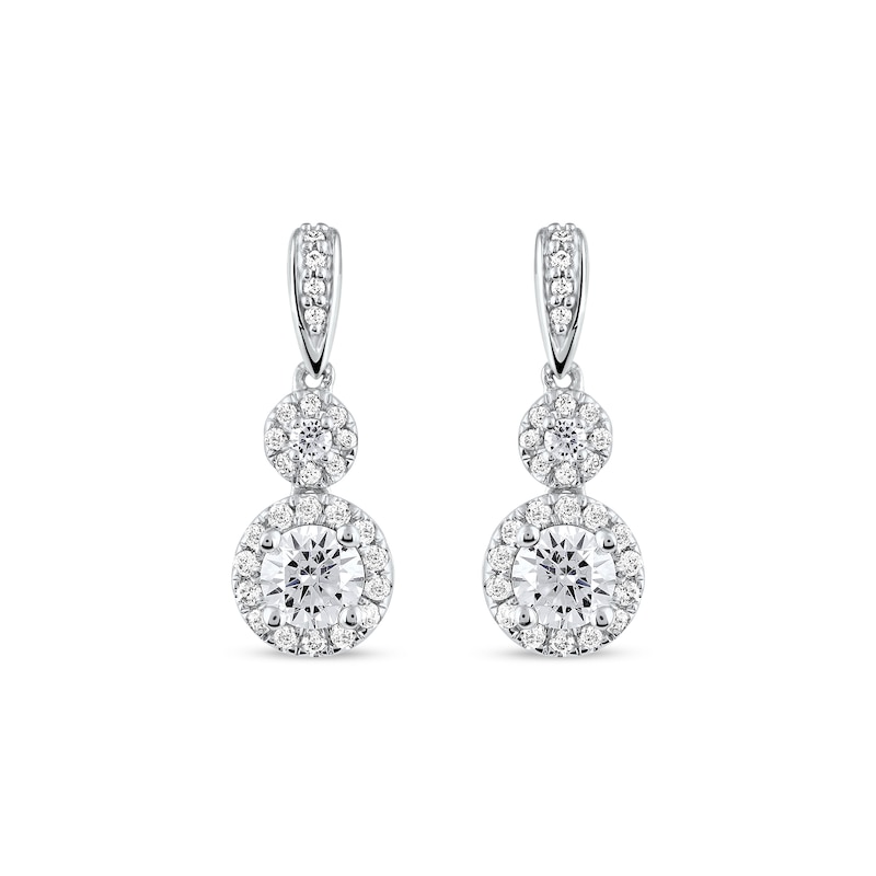 0.75 CT. T.W. Diamond Double Circle Frame Drop Earrings in 10K Gold|Peoples Jewellers