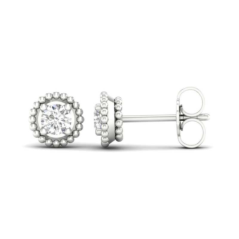 0.33 CT. T.W. Diamond Solitaire Bead Frame Stud Earrings in 10K Gold|Peoples Jewellers
