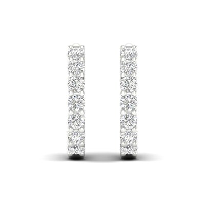 1.00 CT. T.W. Diamond Inside-Out Hoop Earrings in 10K Gold