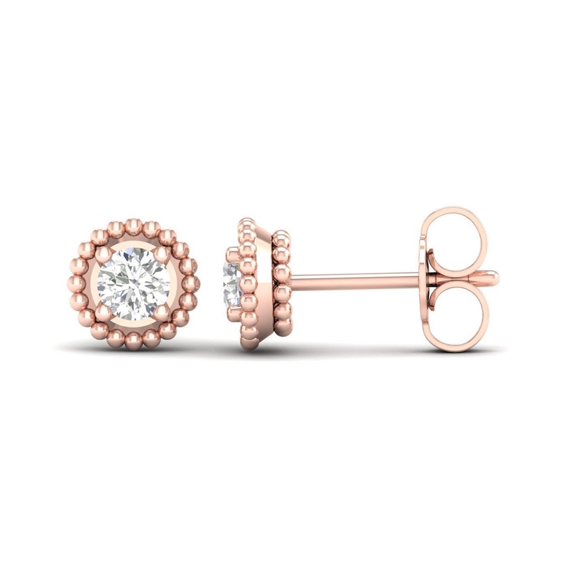0.33 CT. T.W. Diamond Solitaire Bead Frame Stud Earrings in 10K Rose Gold|Peoples Jewellers